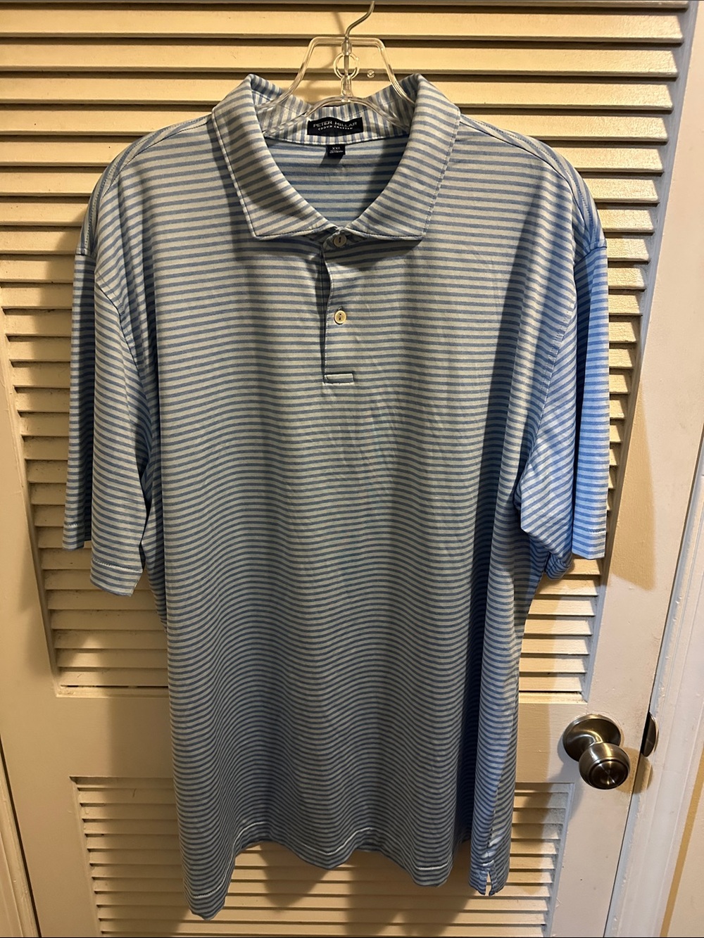 Peter Millar Blue and White Striped Polo
